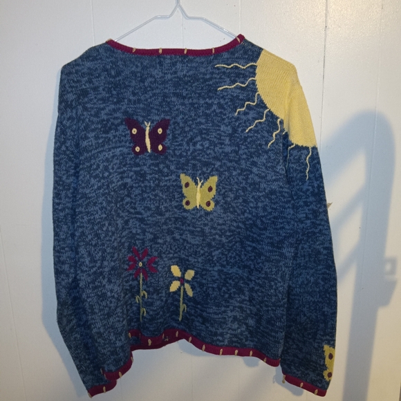 VTG Christopher & Banks Hand Embroidered Zip Up Sweater L - Picture 6 of 7